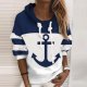 Anchor Long Sleeve Color Block Hoodie