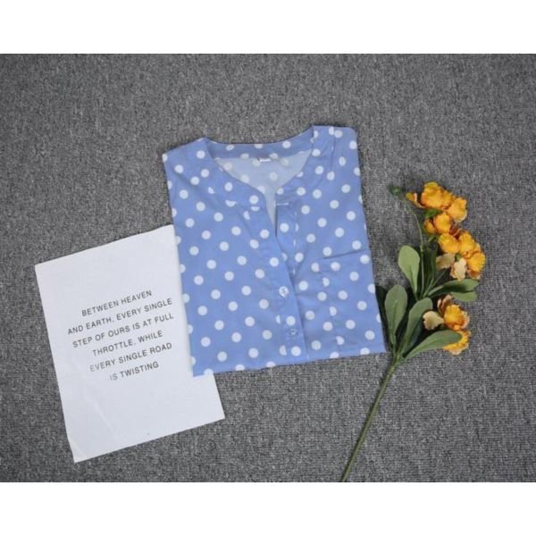 Fresh Polka Dot Print Short Sleeve Blouse