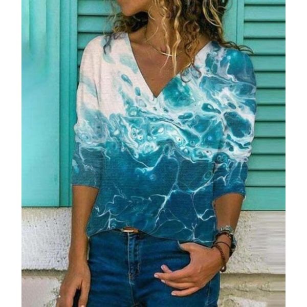 Foaming Sea V Neck Blouse