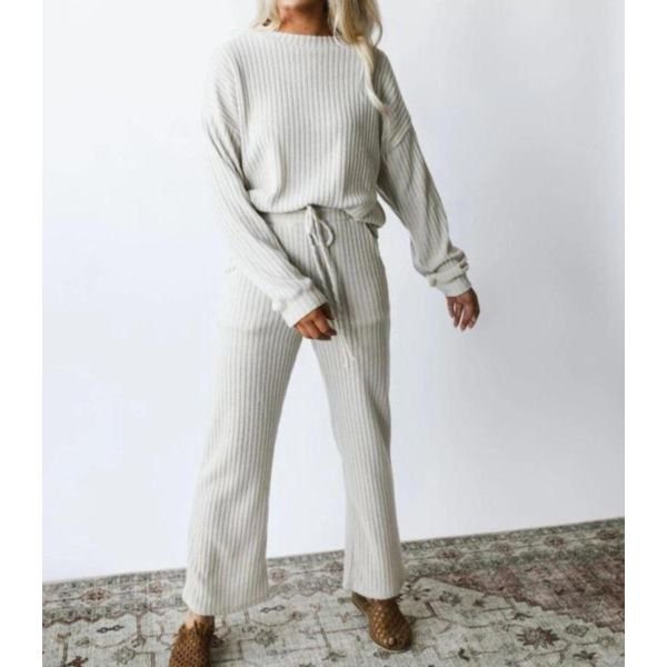 Round Neck Long Sleeve Loose Lounge Set