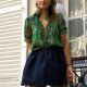 In Wonderland Green Printed Blouse