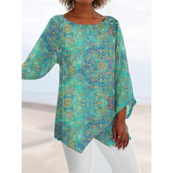 Angel of Mine Printed Asymmetrical Blouse