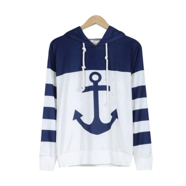 Anchor Long Sleeve Color Block Hoodie