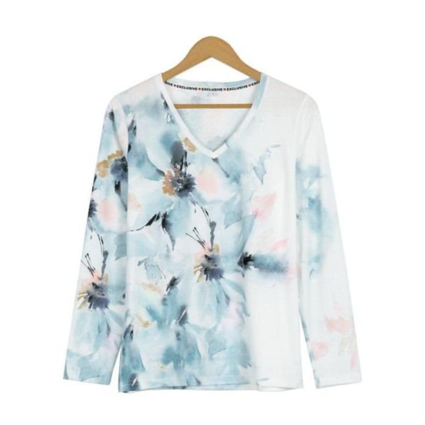 Watercolour Floral White Blouse