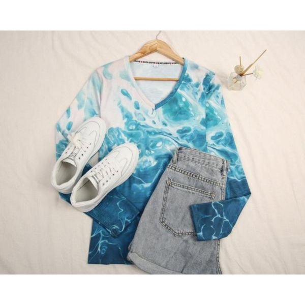 Foaming Sea V Neck Blouse