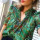 In Wonderland Green Printed Blouse