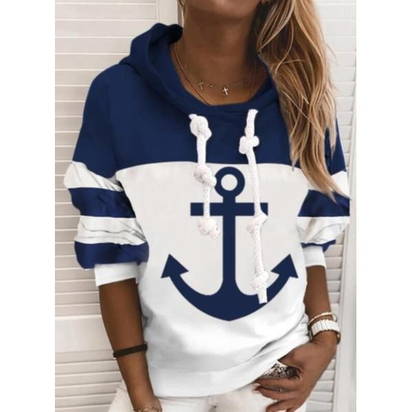 Anchor Long Sleeve Color Block Hoodie