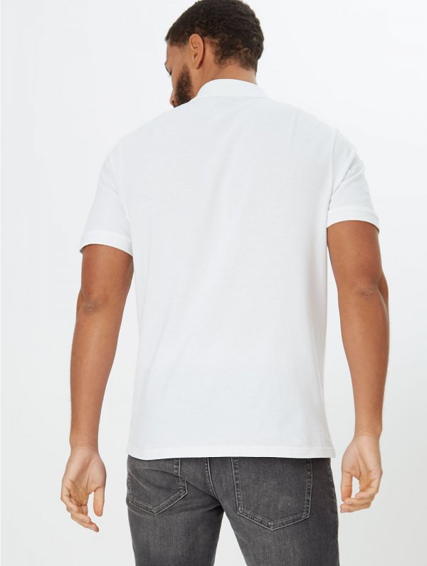 White Pique Short Sleeve Polo Shirt