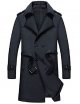 Men's Double Breasted Trench Coat Slim Fit Business Mid-Long Jacket With Belt