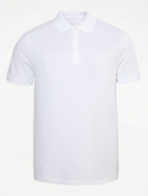 White Pique Short Sleeve Polo Shirt