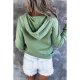 Preppy Patch Front Pocket Long Sleeve Green Hoodie