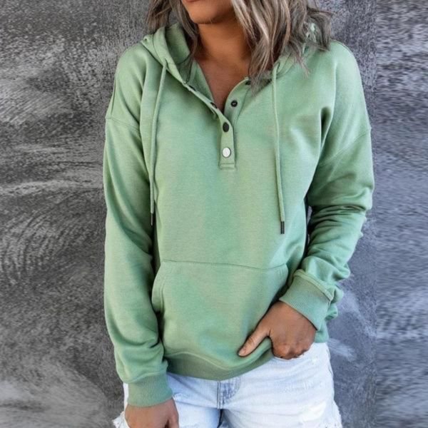 Preppy Patch Front Pocket Long Sleeve Green Hoodie