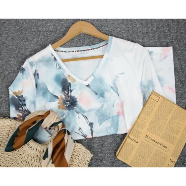 Watercolour Floral White Blouse