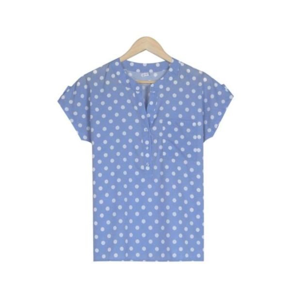 Fresh Polka Dot Print Short Sleeve Blouse