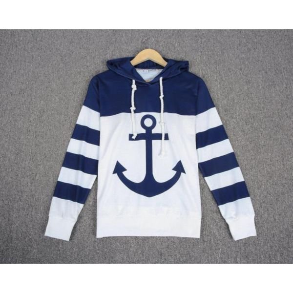 Anchor Long Sleeve Color Block Hoodie