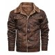 Men's Insulated Full-Zip Windproof Sherpa Lined Suede Leather Trucker Jacket