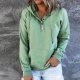 Preppy Patch Front Pocket Long Sleeve Green Hoodie